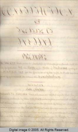 The revised 1851 Indiana Constitution. Courtesy of the Indiana Historical Society.
